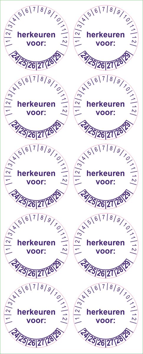 Vel Herkeuren voor: stickers 20 mm, 10 stuks op vel